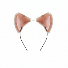 Load image into Gallery viewer, Cat ears Kitty Headwear Flesh Pink Dusty Pink Furry Animal Headband Costume Bow Bells Twinkle