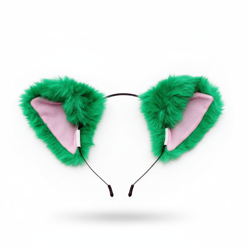 Cat ears Kitty Fox Front ears Cosplay Headwear Green Furry Pink inside Animal Headband Costume