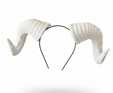 Load image into Gallery viewer, Plain White Huge Ram Horn Headdress – Forest Gothic Demon Nymph Headband for Photography &amp; Cosplay | NALUMI