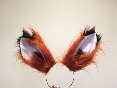Red Brown Black Fox Ears Long fur Cosplay Animal Furry Bunny ears Rabbit Easter NALUMI