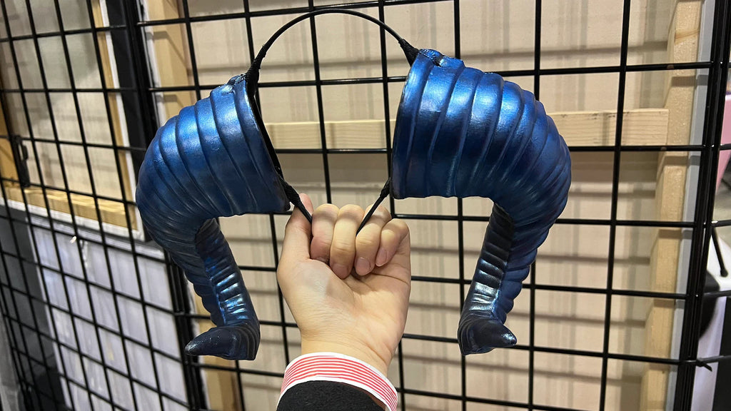 Galaxy Dark Blue Huge Horn Forest Gothic Demon Nymph Ram Horn Headdress Headband Punk Evil sheep Diablo Photography Cosplay【NALUMI】