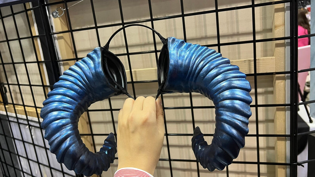 Galaxy Dark Blue Huge Horn Forest Gothic Demon Nymph Ram Horn Headdress Headband Punk Evil sheep Diablo Photography Cosplay【NALUMI】
