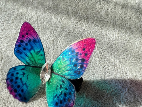 Colorful Green Blue Purple Shiny Butterfly Hair Clip Nymph Natural Hair Pin Gift For Her