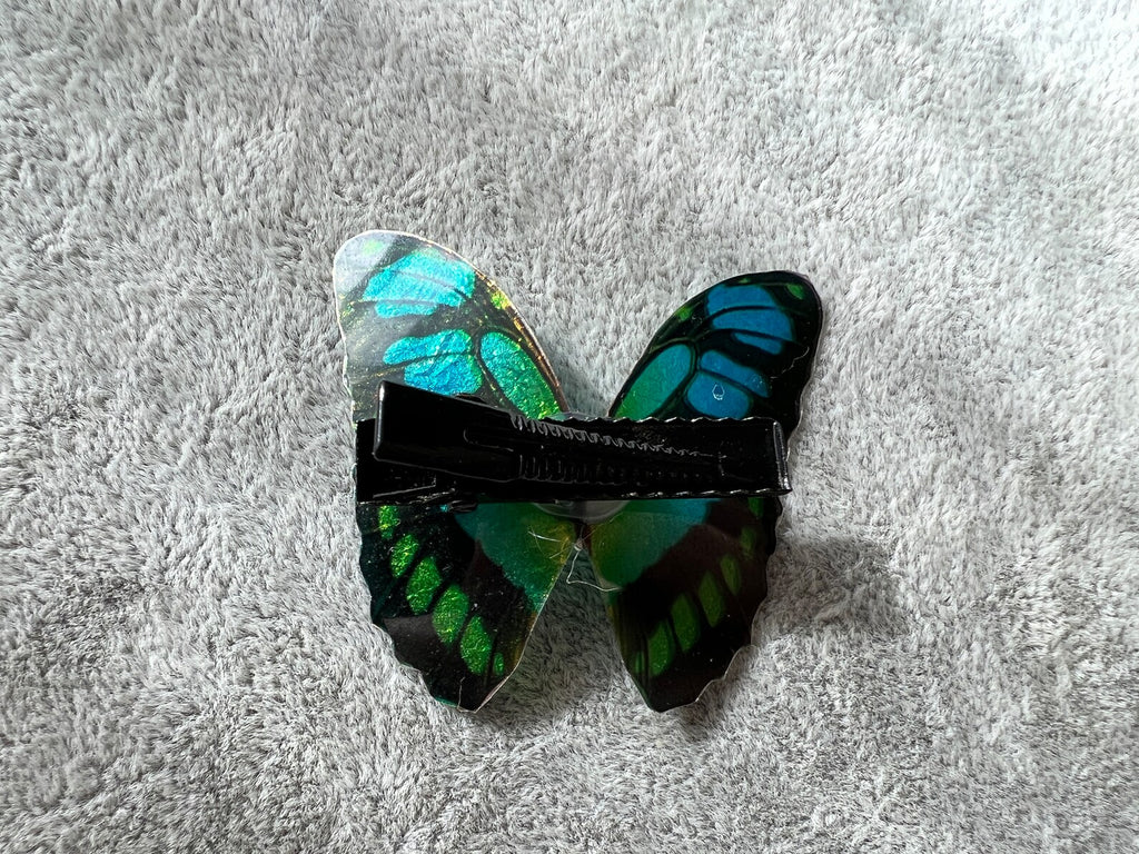 Black Blue Green Shiny Butterfly Hair Clip Nymph Natural Hair Pin Gift For Her