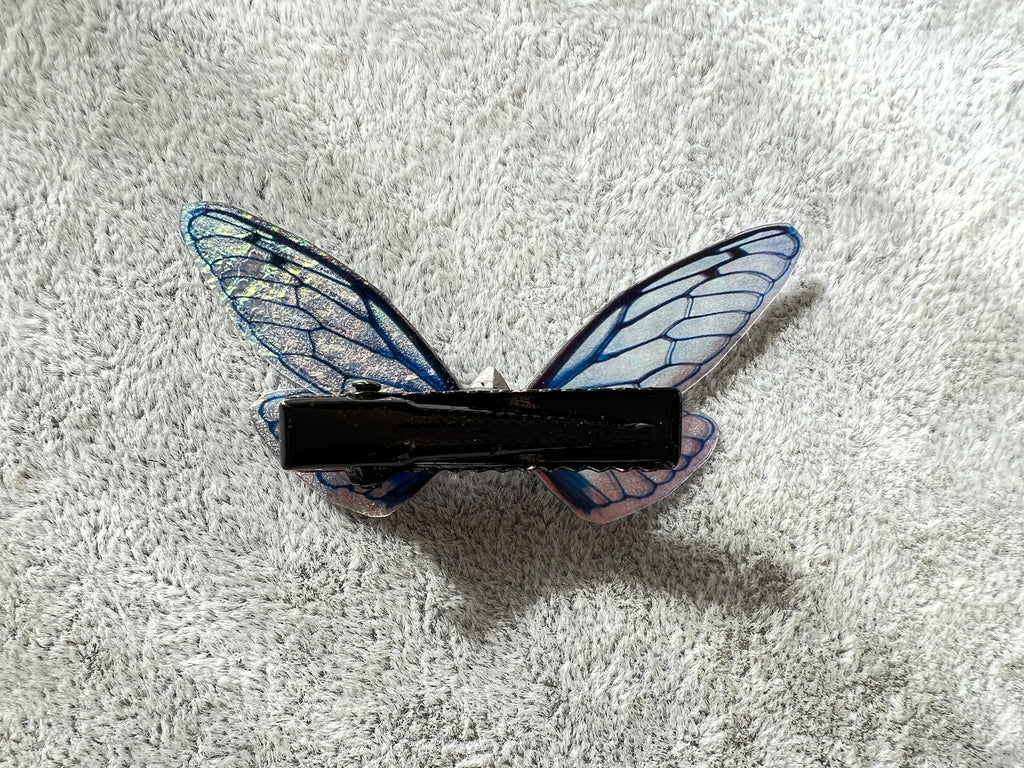 Black Blue Shiny Dragonfly Butterfly Hair Clip Nymph Natural Hair Pin Gift For Her