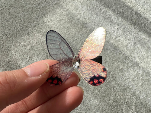 White Orange Shiny Butterfly Hair Clip Nymph Natural Hair Pin Gift For Her