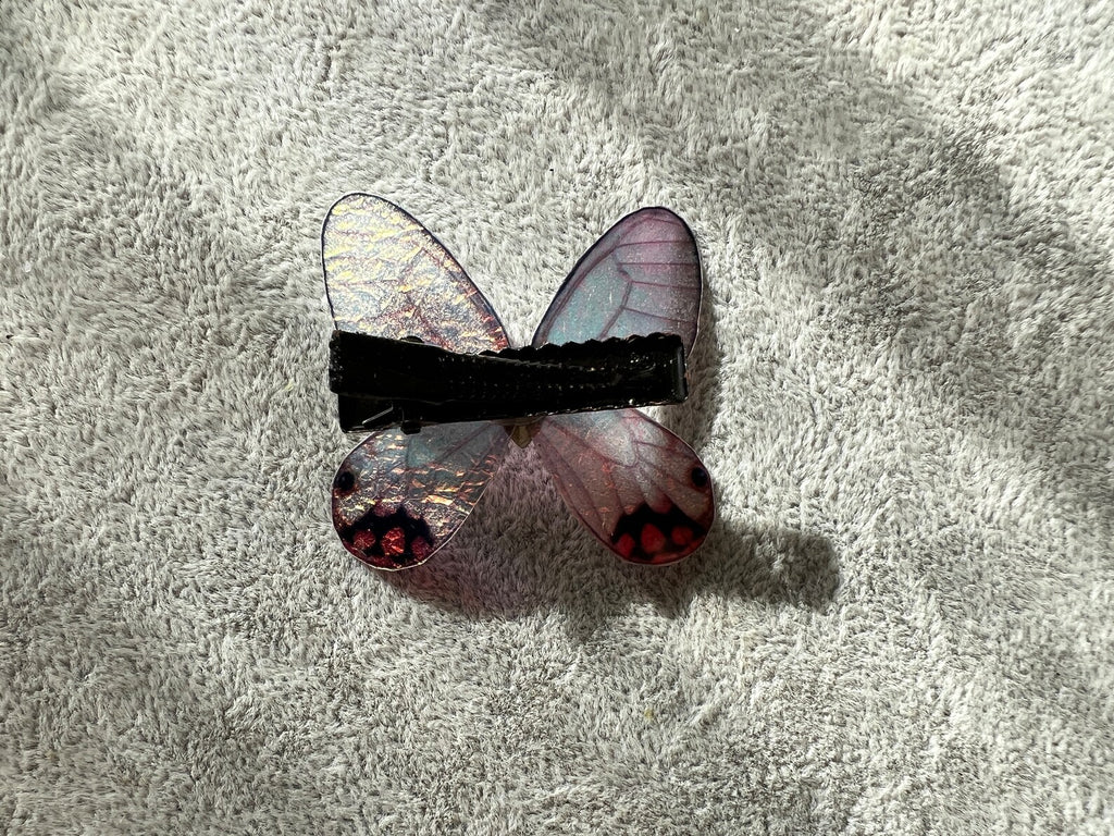 White Orange Shiny Butterfly Hair Clip Nymph Natural Hair Pin Gift For Her