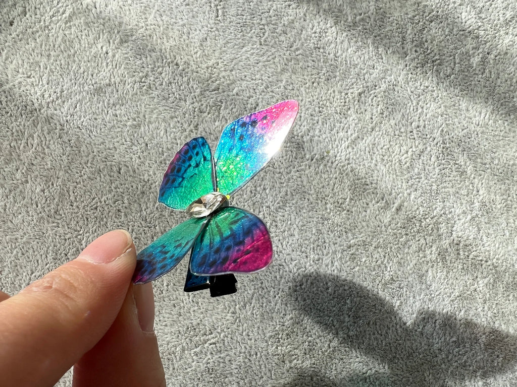 Colorful Green Blue Purple Shiny Butterfly Hair Clip Nymph Natural Hair Pin Gift For Her