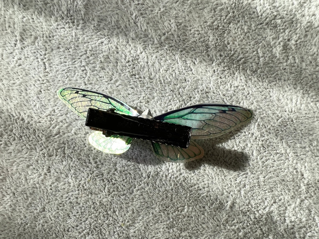 Black Green Shiny Dragonfly Butterfly Hair Clip Nymph Natural Hair Pin Gift For Her