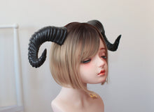 Load image into Gallery viewer, Plain Black Huge Horn Forest Gothic Demon Nymph Ram Horn Headdress Headband Punk Evil sheep Diablo Photography Cosplay【NALUMI】