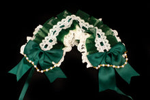 Load image into Gallery viewer, Lolita Maid Cute Headwear Headband Elegant Green White Ribbon Pearl Bows Beads Chain Lace Costume Halloween Cosplay Japanese kawaii