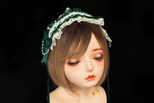 Load image into Gallery viewer, Lolita Maid Cute Headwear Headband Elegant Green White Ribbon Pearl Bows Beads Chain Lace Costume Halloween Cosplay Japanese kawaii