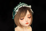NALUMI Lolita Maid Headdress, Green and White Lace with Bows and Pearls