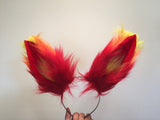 Red Yellow Fox Ears Homestuck Fire Cosplay Animal Furry Bunny ears Rabbit Easter NALUMI