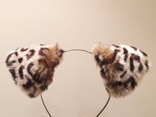 Load image into Gallery viewer, Cat ears Leopard Headwear pattern/ pink inside  Furry Animal