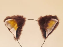 Load image into Gallery viewer, Cat ears Kitty Fox ears Nick Cosplay Headwear brown yellow Furry Animal Headband Costume