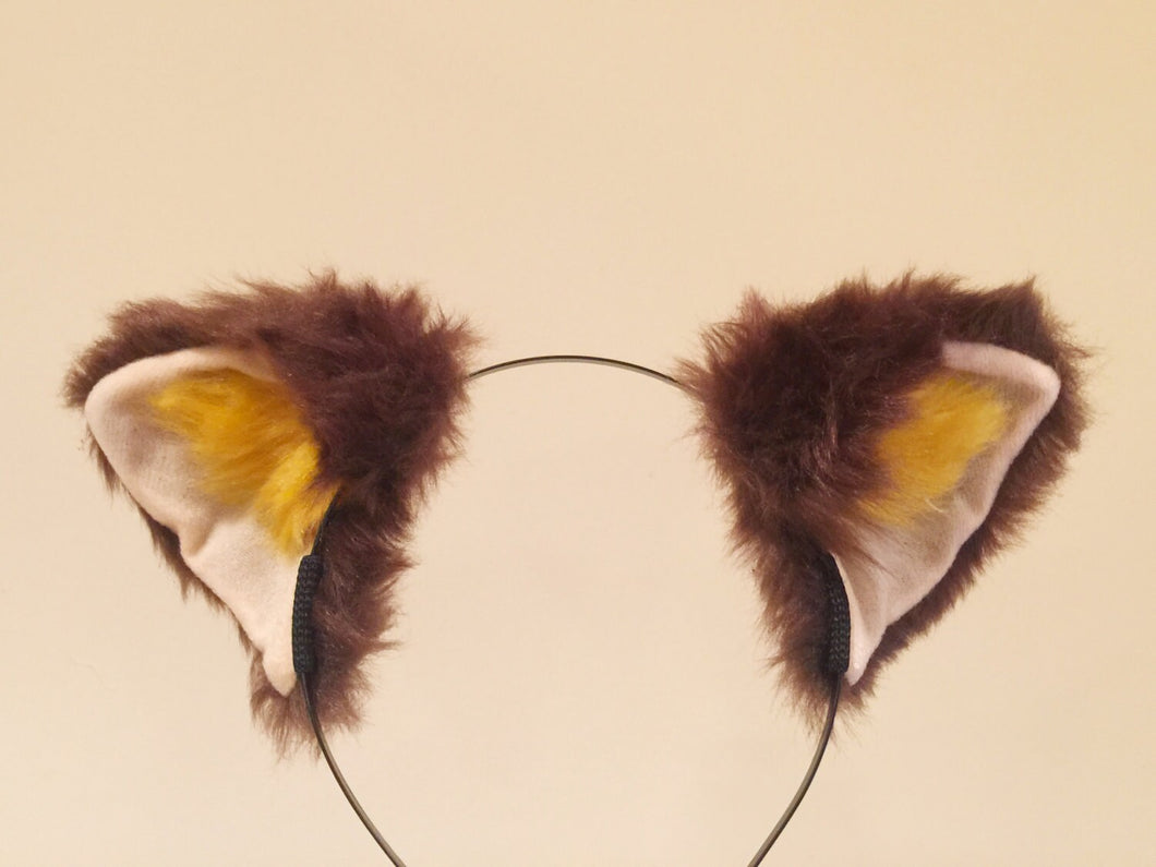 Cat ears Kitty Fox ears Nick Cosplay Headwear brown yellow Furry Animal Headband Costume