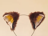 Cat ears Kitty Fox ears Nick Cosplay Headwear brown yellow Furry Animal Headband Costume