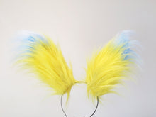 Load image into Gallery viewer, Blue Yellow Fox Ears long fur  Cosplay Animal Furry Bunny ears Rabbit Judy Realistic Easter Costume NALUMI