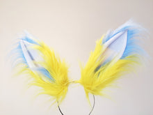 Load image into Gallery viewer, Blue Yellow Fox Ears long fur  Cosplay Animal Furry Bunny ears Rabbit Judy Realistic Easter Costume NALUMI