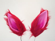 Load image into Gallery viewer, Red Pink Fox Ears long Fur Harley Quinn Cosplay Animal Furry Bunny ears Rabbit Judy Realistic Easter NALUMI