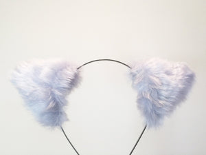 Cat ears Kitty Headwear Grey Pink inside  Furry Animal Headband Costume Bow Bells