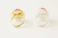 Load image into Gallery viewer, Resin Ring, Daisy Cherry Blossoms Silver Gold Plated Lace Circle Flower Red caldesia Rainbow Glow Reflection Sakura