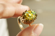 Load image into Gallery viewer, Resin Ring, Silver Gold Plated Crown Oval Seashell Black caldesia Bling