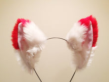 Load image into Gallery viewer, Cat ears Kitty Headwear White/Red Furry Animal Headband Costume Fox Ears