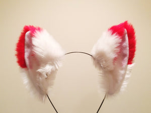 Cat ears Kitty Headwear White/Red Furry Animal Headband Costume Fox Ears