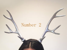 Load image into Gallery viewer, Antlers Reindeer Silver Horn Demon Nymph Horn Headdress Christmas Wizard Two style  Costume（Big）