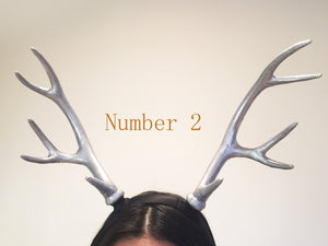 Antlers Reindeer Silver Horn Demon Nymph Horn Headdress Christmas Wizard Two style  Costume（Big）