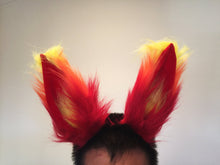 Load image into Gallery viewer, Red Yellow Fox Ears Homestuck Fire Cosplay Animal Furry Bunny ears Rabbit Easter NALUMI