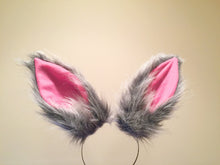 Load image into Gallery viewer, Grey Pink Fox Ears long fur Cosplay Animal Furry Bunny ears Rabbit Judy Easter NALUMI