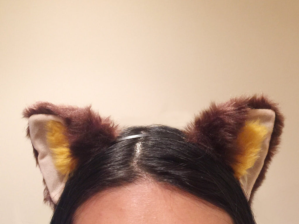 Cat ears Kitty Fox ears Nick Cosplay Headwear brown yellow Furry Animal Headband Costume