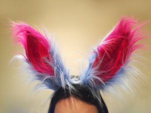 Blue Fox Ears long fur Harley Quinn Cosplay Animal Furry Bunny ears Rabbit Judy Realistic  Easter NALUMI