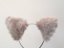 Load image into Gallery viewer, Cat ears Kitty Wolf Headwear Warm Grey White inside  Furry Animal Headband Costume Bow Bells