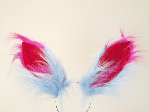 Blue Fox Ears long fur Harley Quinn Cosplay Animal Furry Bunny ears Rabbit Judy Realistic  Easter NALUMI