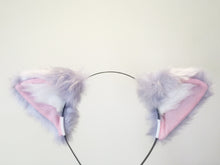 Load image into Gallery viewer, Cat ears Kitty Headwear Grey Pink inside  Furry Animal Headband Costume Bow Bells