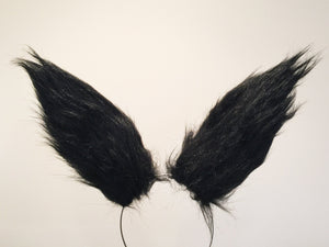 Black Red Fox Ears Demon Long fur Cosplay Animal Furry Bunny ears Rabbit Wolf Easter NALUMI