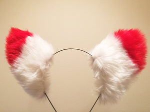 Cat ears Kitty Headwear White/Red Furry Animal Headband Costume Fox Ears