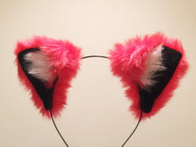 Load image into Gallery viewer, Cat ears Kitty Headwear Cherry Red Furry Animal Headband Costume Bow Bells