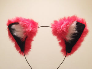 Cat ears Kitty Headwear Cherry Red Furry Animal Headband Costume Bow Bells