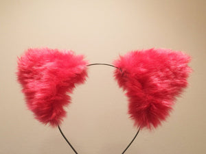 Cat ears Kitty Headwear Cherry Red Furry Animal Headband Costume Bow Bells