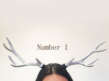 Load image into Gallery viewer, Antlers Reindeer Silver Horn Demon Nymph Horn Headdress Christmas Wizard Two style  Costume（Big）