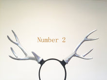 Load image into Gallery viewer, Antlers Reindeer Silver Horn Demon Nymph Horn Headdress Christmas Wizard Two style  Costume（Big）