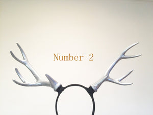 Antlers Reindeer Silver Horn Demon Nymph Horn Headdress Christmas Wizard Two style  Costume（Big）