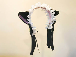 Cat Ears kitty headwear Furry Black Pink White Bells Maid Lolita