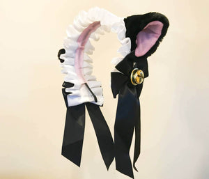 Cat Ears kitty headwear Furry Black Pink White Bells Maid Lolita