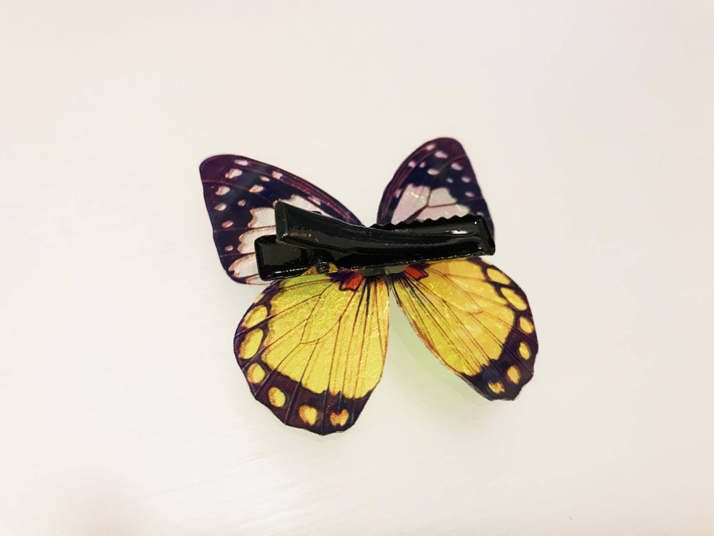 Yellow Black Shiny Butterfly Hair Clip Nymph